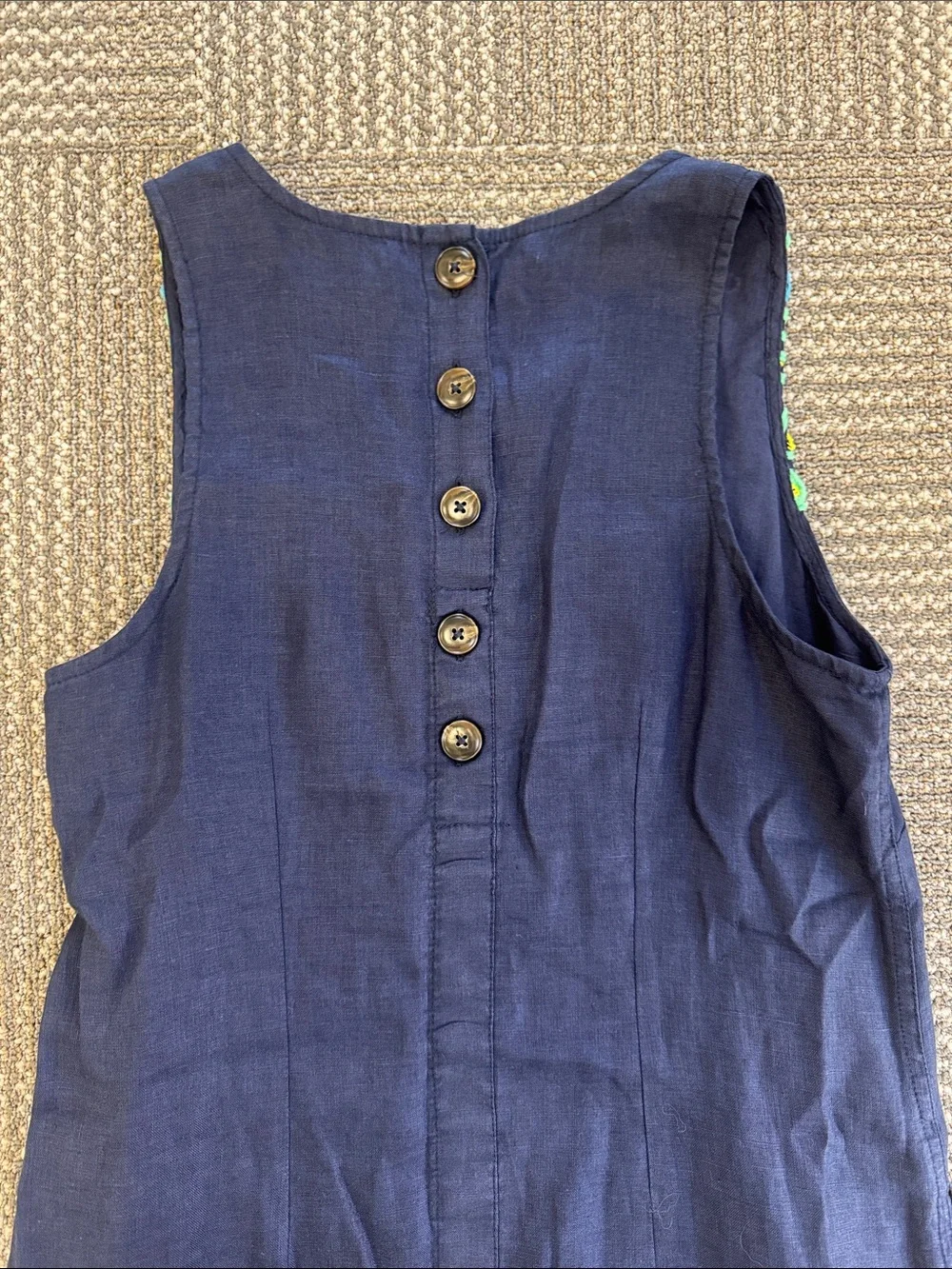 J. Crew Embroidered Navy Cotton Shift Dress, size XS